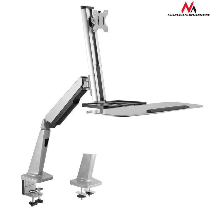 Maclean MC-728 Monitor Holder Keyboard Table Mount Computer PC Adjustable Swivel VESA