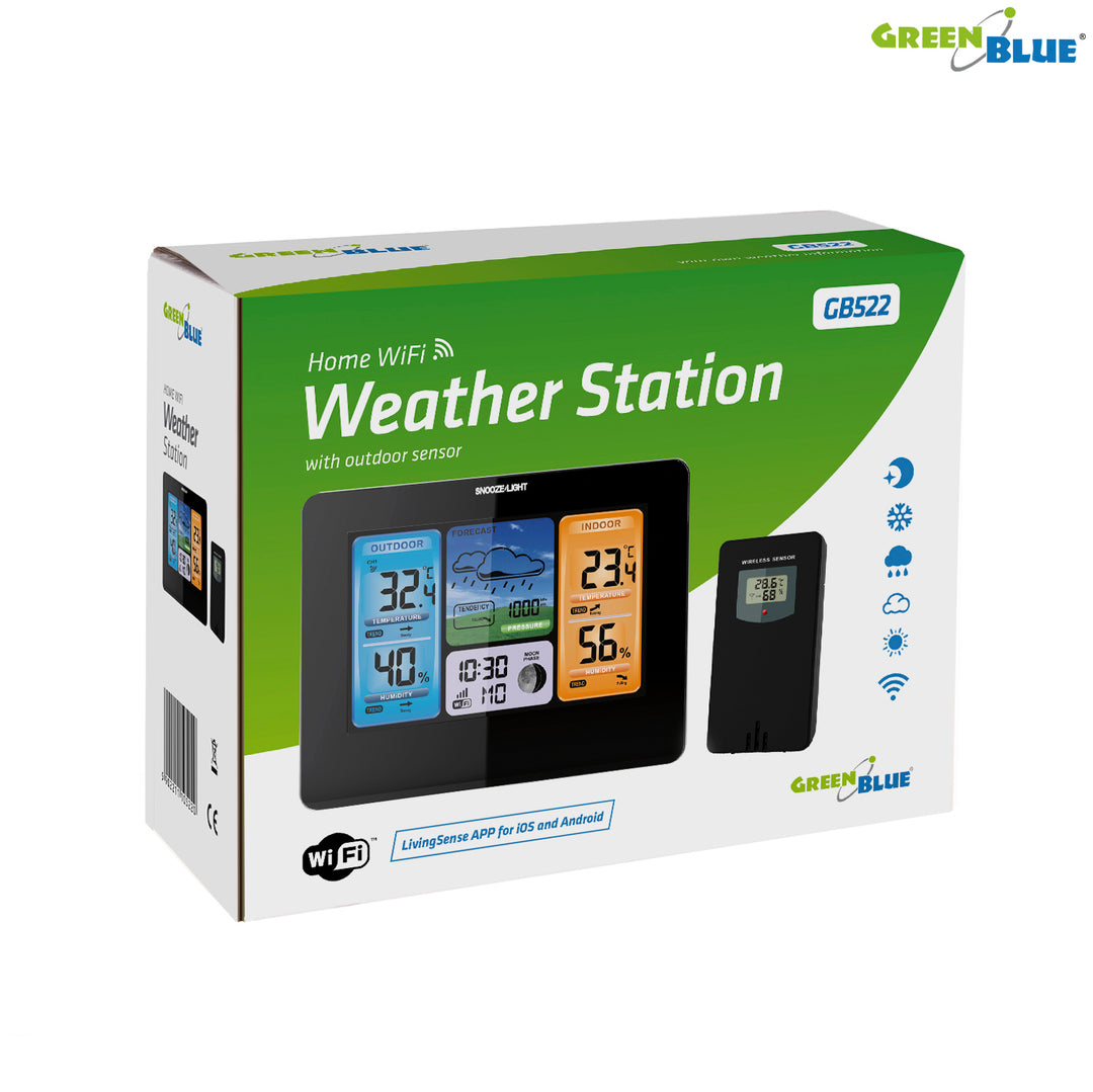 Station météo contrôlée sans fil avec WiFi GreenBlue GB522