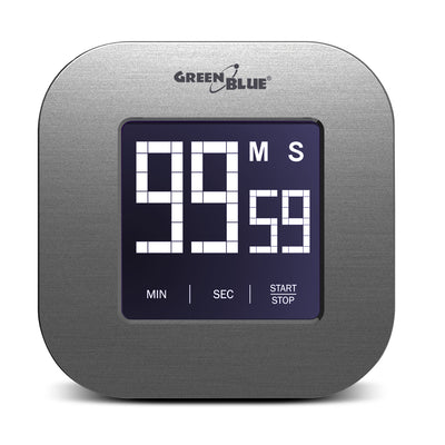 Temporizador magnético digital: Silver Countdown Stopwatch Magnet Back Greenblue GB524