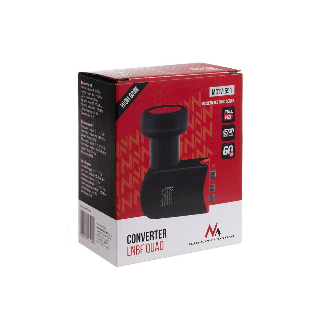 Maclean Red Point MCTV-590/1/2 Conversor LNB Doble, Quad y Octo para antenas parabólicas FULL HD Maclean