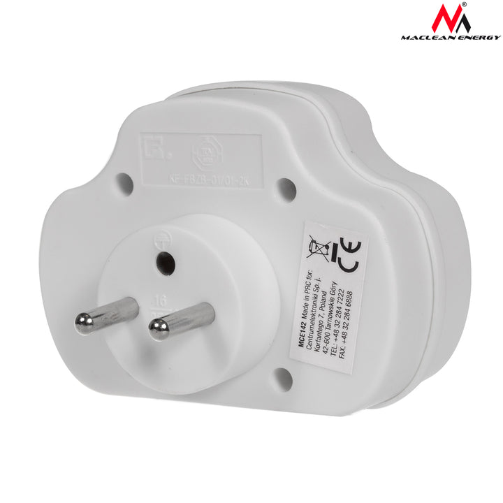 Prise de courant Maclean Energy MCE142 avec triple interrupteur blanc