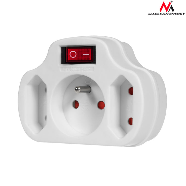 Maclean Energy MCE142 Power Outlet With Triple Switch White