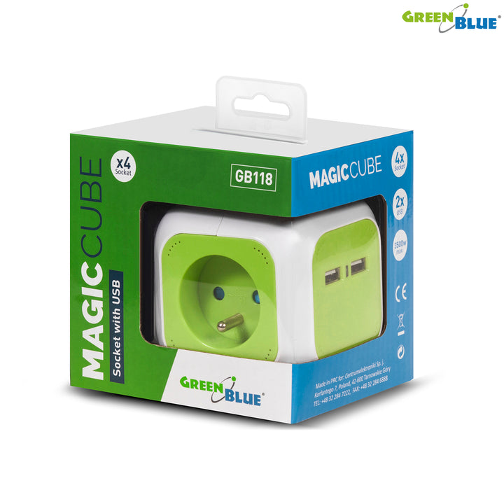 GreenBlue GB118 MagicCube 2xUSB 1,4m Francese Tipo Multi Powered 2xUSB