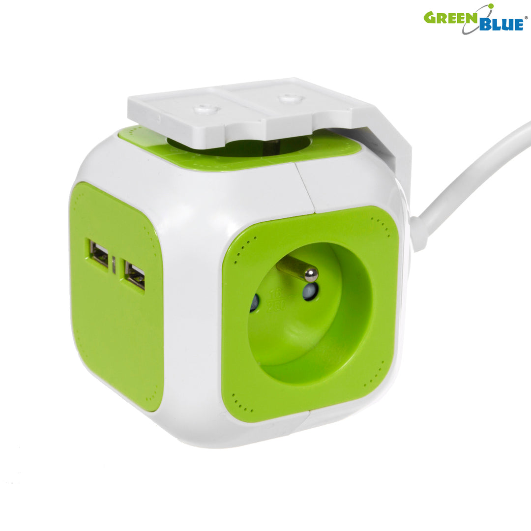 GreenBlue GB118 MagicCube 2xUSB 1,4m Francese Tipo Multi Powered 2xUSB