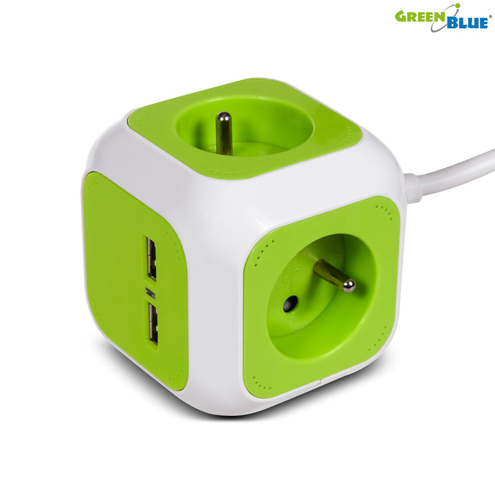 GreenBlue GB118 MagicCube 2xUSB 1,4m Francese Tipo Multi Powered 2xUSB