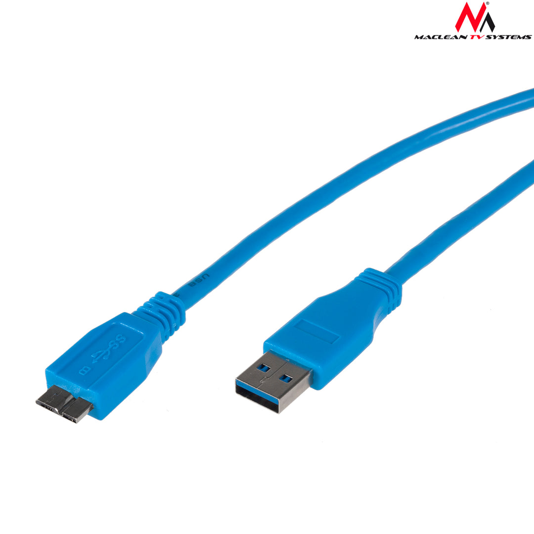 USB 3.0-kabel 0,5 m AM-microBM blauw Maclean MCTV-586