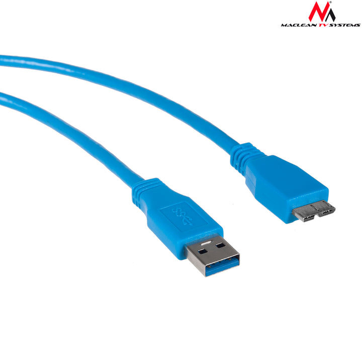 USB 3.0-kabel 0,5 m AM-microBM blauw Maclean MCTV-586