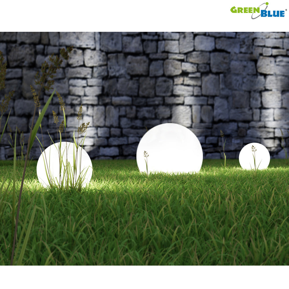 GreenBlue GB166 Lámpara solar LED para jardín Blanco S M L XL Luz a batería Patio Terraza Moderna