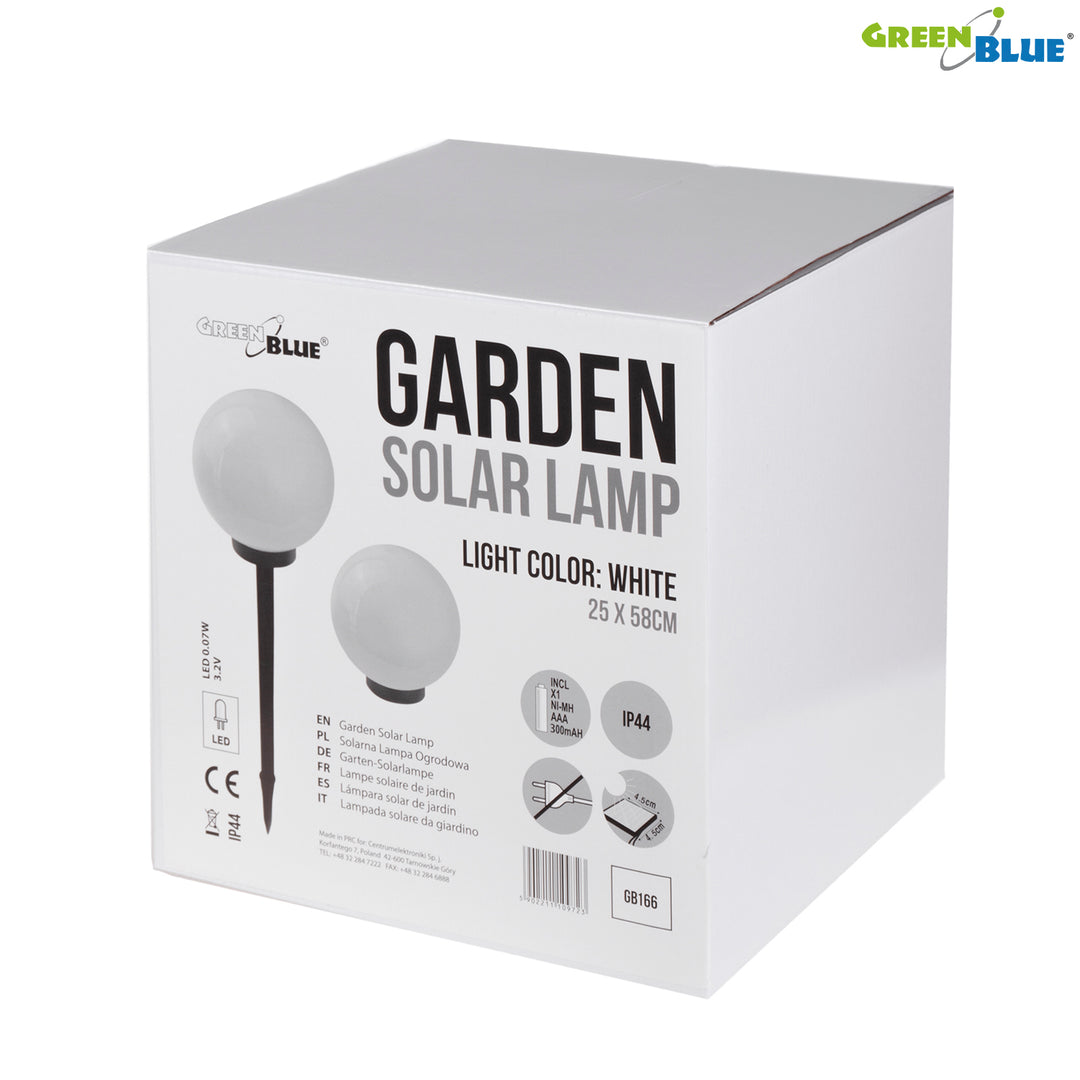 GreenBlue GB166 Lámpara solar LED para jardín Blanco S M L XL Luz a batería Patio Terraza Moderna