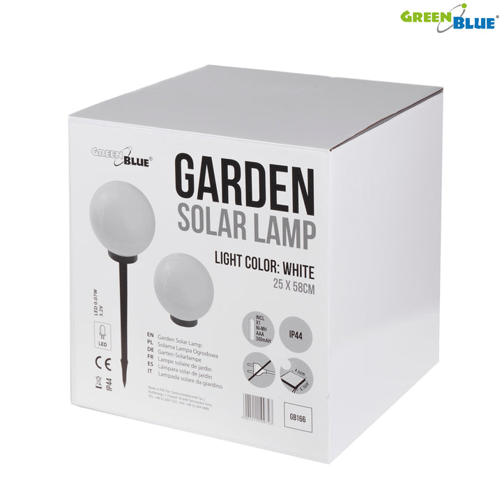 Solar LED Gartenlampe Große Kugel GB166 25x25x58cm, weiß