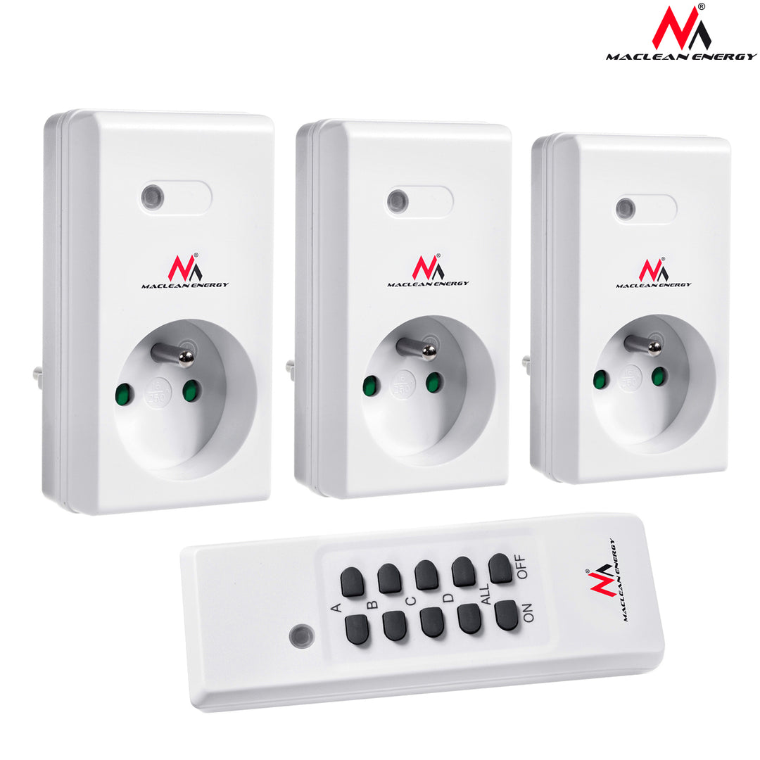 Maclean MCE15 programmeerbare afstandsbediening sockets 3pcs + afstandsbediening