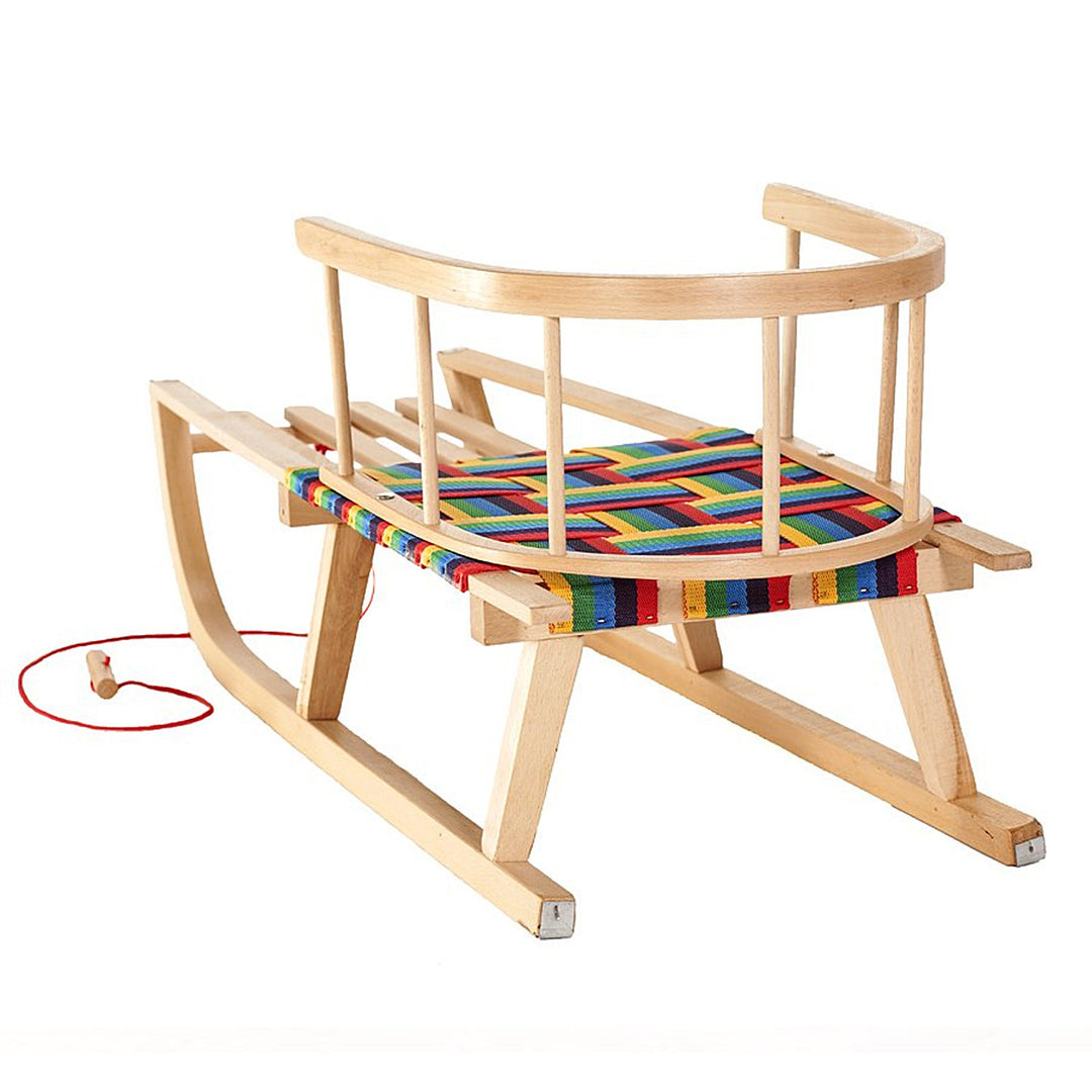 GreenBlue GB138 Wooden Kids Sledge con asiento extraíble de tela de respaldo y Cuerda Floja de Cuerda Robusta