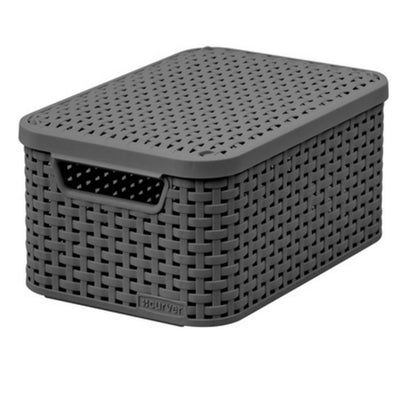 Curver 205841 Rattan Style Storage Basket Dark Grey High Quality