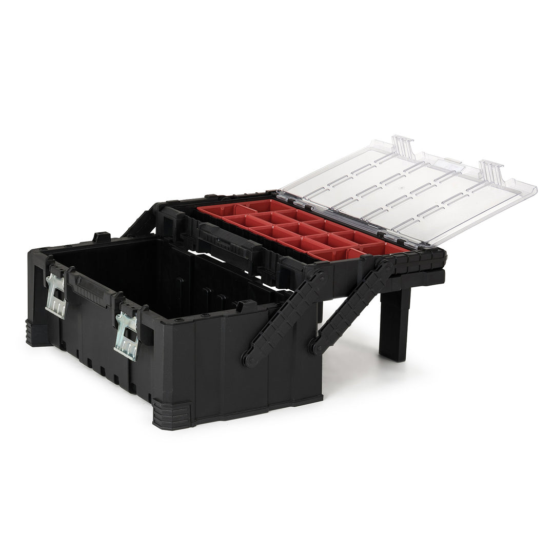 Keter Cantilever Pro 237785 Tool Box 22" Black Handle Clamps Sturdy 2-Level Hand Tools Accessories Professional