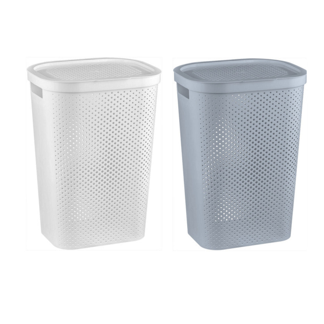 Curver 231007 Wasmand 60L Handgreep Met deksel Geventileerd Massief Scandinavische stijl Groot