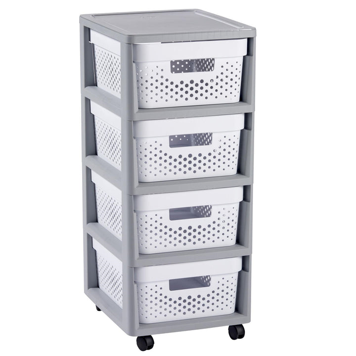 Curver Infinity Openwork Storage Tower with 4 Drawers 11L White