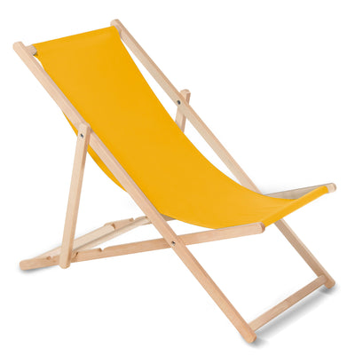 GreenBlue GB183 Wooden Deck Chair Beech Wood Foldable 3-Step Backrest Adjustment Natural Wood Vivid Colours Water Repellent 110kg