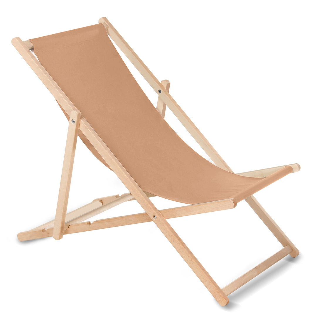 GreenBlue GB183 Wooden Deck Chair Beech Foldable 3-Position Classic Green