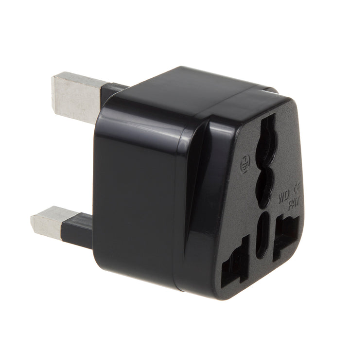 Maclean MCE154 Universal Travel Adapter 2-Pin to 3-Pin Plug GB UK (EU on UK plug) Black