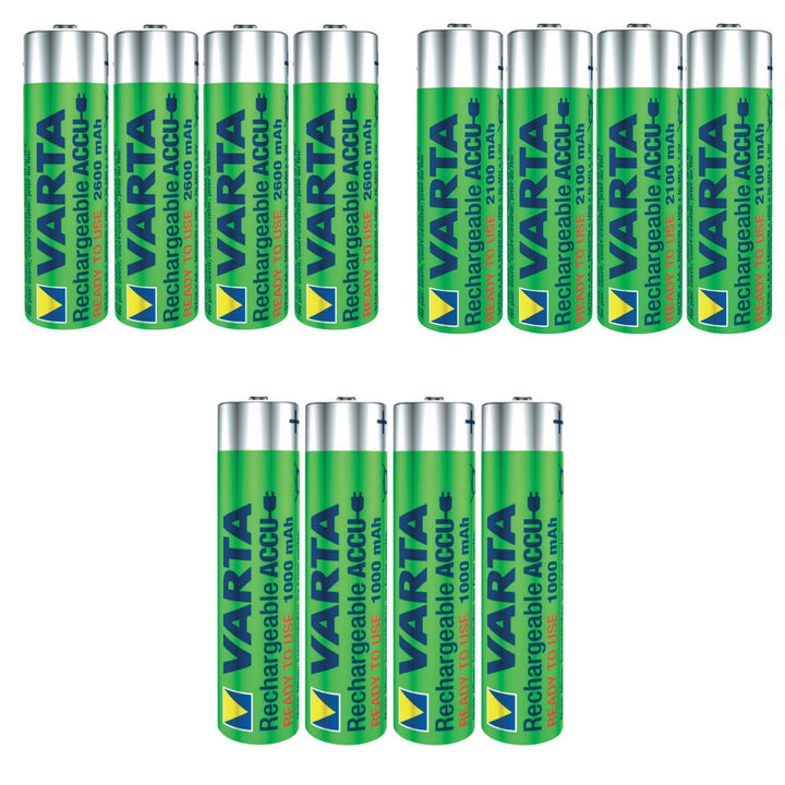 Varta 5716101404 4x Rechargeable Battery AAA / AA NiMH 800mAh 1000mAh 2100mAh 2600mAh R03 / R06