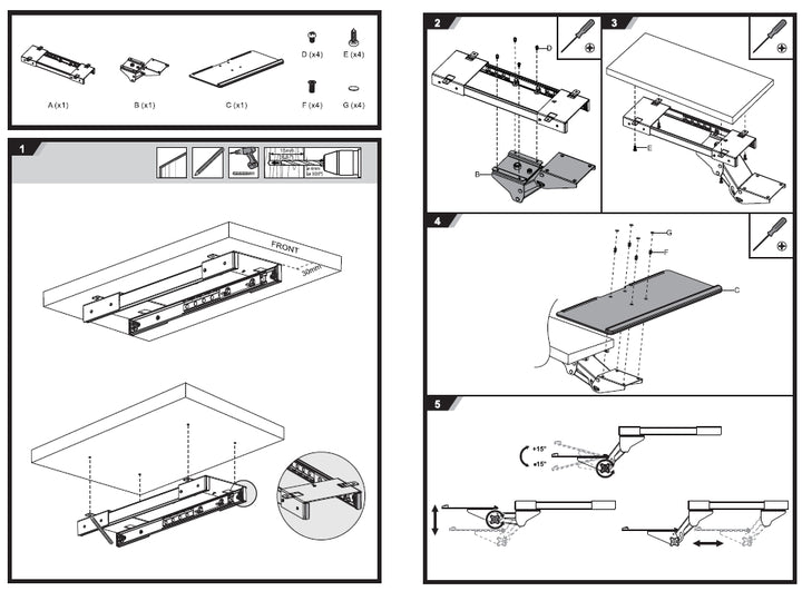 MacLean MC-757 Tastatur des Schreibtischhalters Tastatur und Maus unter der Schreibtischschale 67 cm Oberflächenhalterpolster