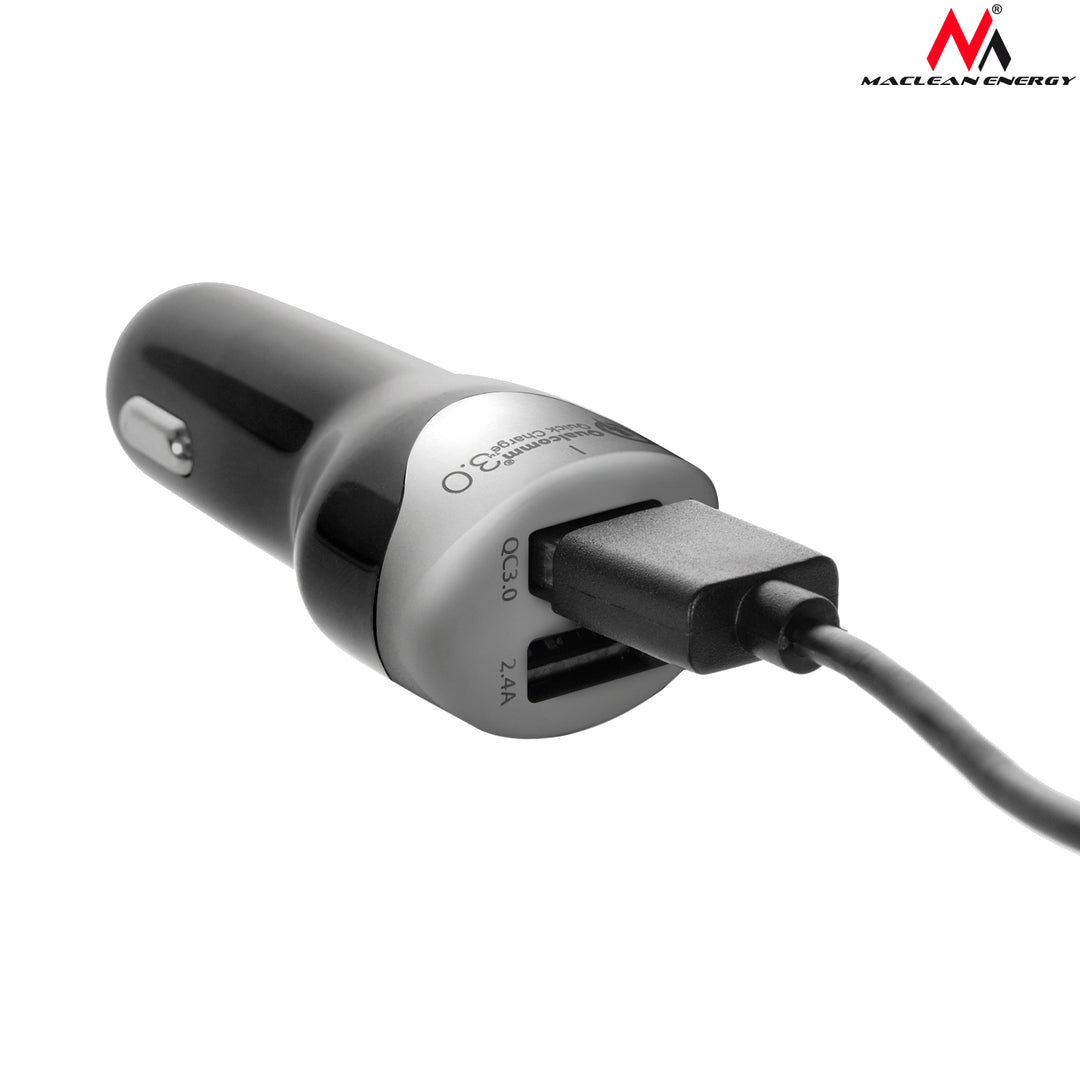 Chargeur allume-cigare 2.4A 1.5m Silver Maclean Energy MCE157