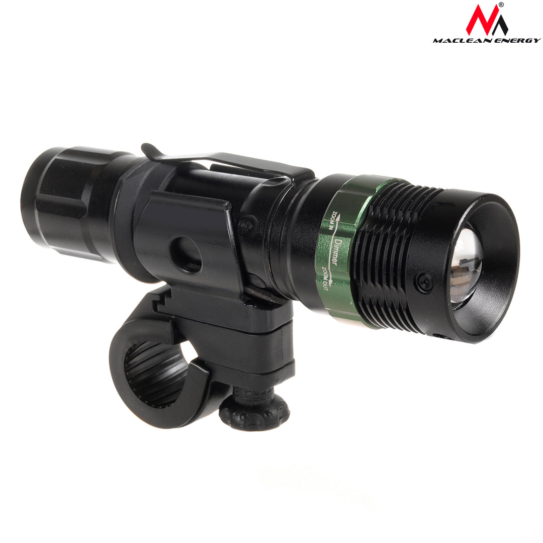 Maclean MCE175 Led Torch Light Bicycle Flashlight + Batterijlader + Houder Oplaadbare Set 3W