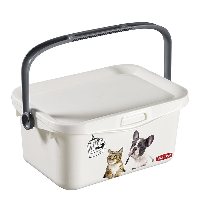 Curver Petlife Multiboxx 3L Aufbewahrungsbehälter für Tiernahrung, Eimer mit Deckel und Griff für Katzen und Hunde