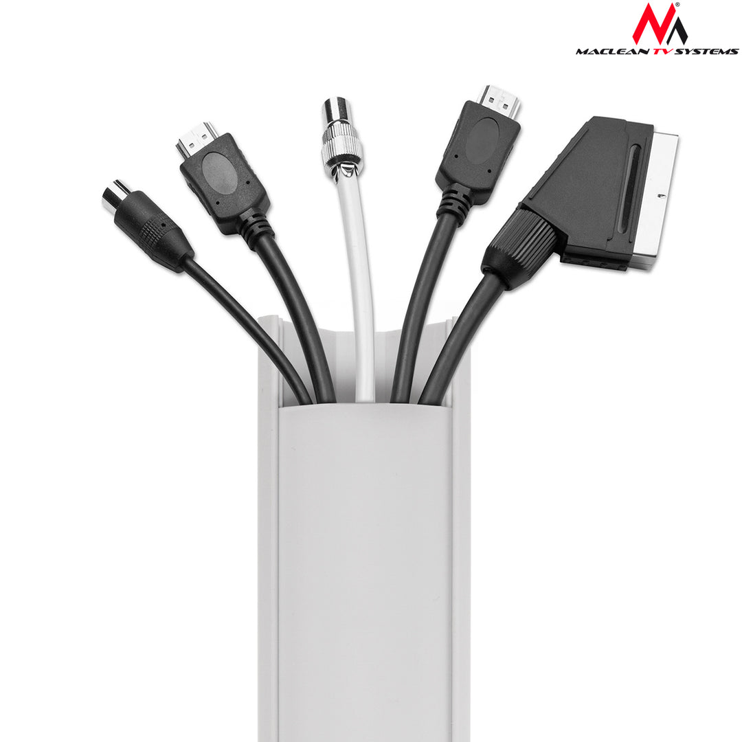 Organizador de cable blanco de 1,5 m 43 * 23 mm con cinta adhesiva Maclean MCTV-575