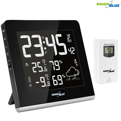 GreenBlue GB151 Stazione meteorologica wireless DCF LCD VA Igrometro Sensore di temperatura per interni ed esterni