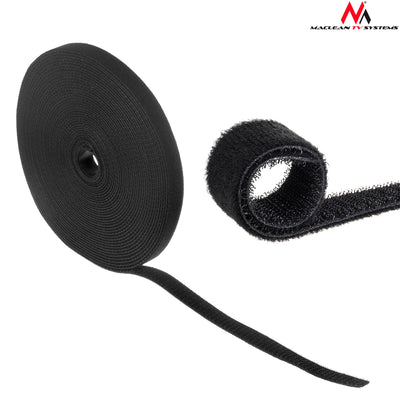 Maclean MCTV-542 Organizador Velcro Negro para cables 20mm*15,3m