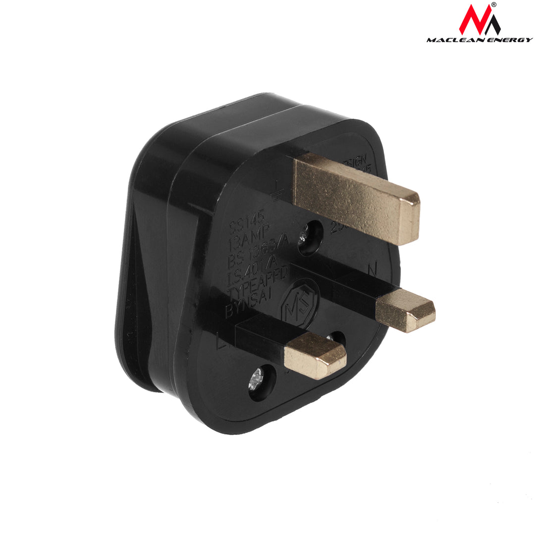 Enchufe UK negro para montaje de cables Maclean modelo MCE193