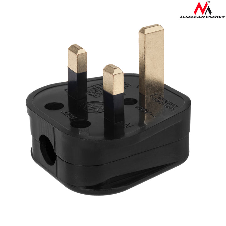 Enchufe UK negro para montaje de cables Maclean modelo MCE193