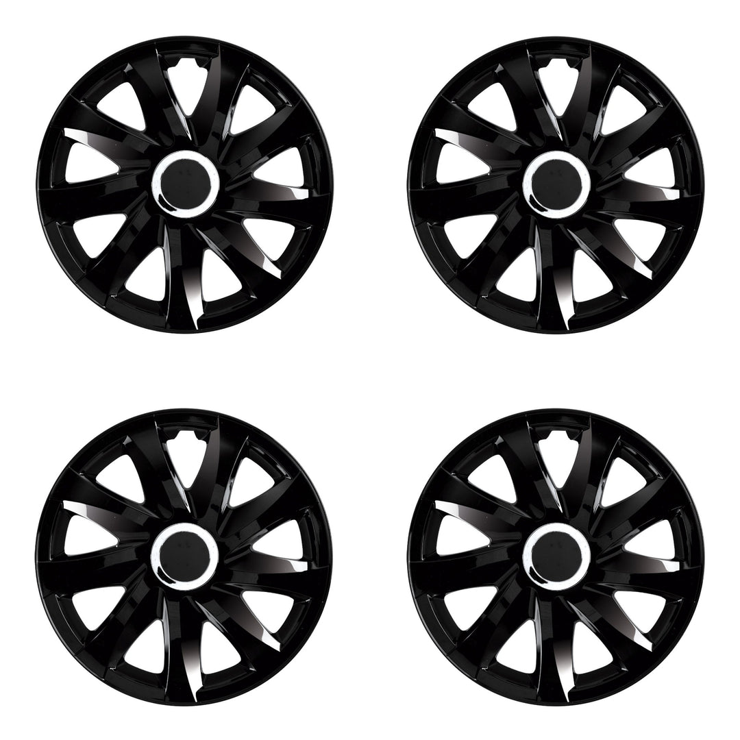 Enjoliveurs de roues laqué noir 16" lot de 4 pièces DRIFT