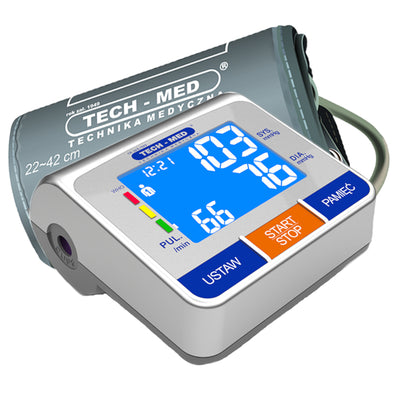 Tech-Med TMA-500PRO Elektronisches Blutdruckmessgerät, MWI-Technologie, Universalmanschette, 22–42 cm, professionelle polnische Schnittstelle