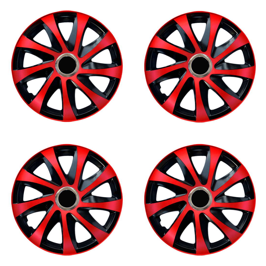 NRM DRIFT Extra red/black 15" universal hubcaps 4 pieces