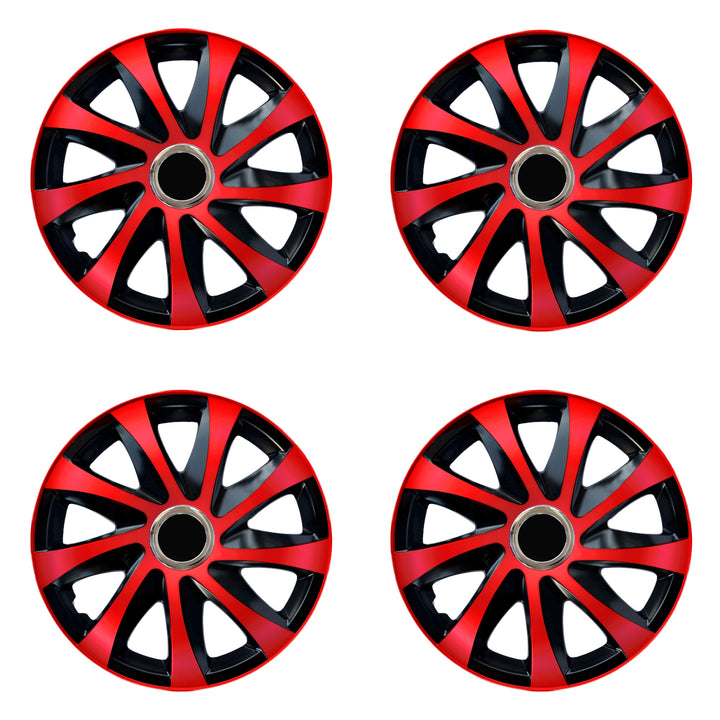 NRM DRIFT Extra rood/zwart 15" universele wieldoppen 4 stuks