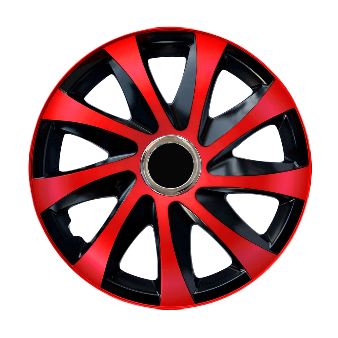 NRM DRIFT Extra red/black 15" universal hubcaps 4 pieces