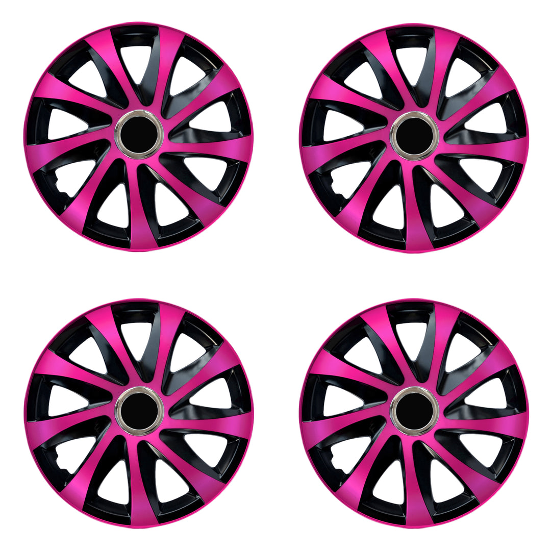 15" NRM DRIFT Extra rosa/schwarze Universal Radkappen 4 Stück