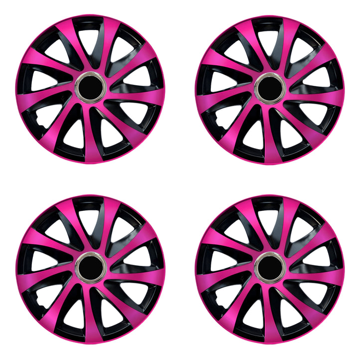 15" NRM DRIFT Extra roze/zwart universele wieldoppen 4 stuks