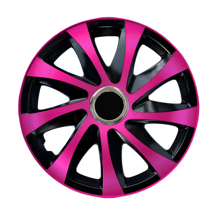 15" NRM DRIFT Extra rosa/schwarze Universal Radkappen 4 Stück