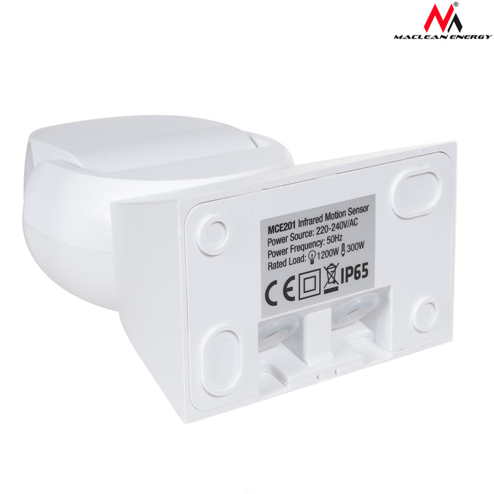 Infrarood Motion Detector PIR Modern Bereik 12m Kleur Wit IP65 Maclean Energy MCE201W