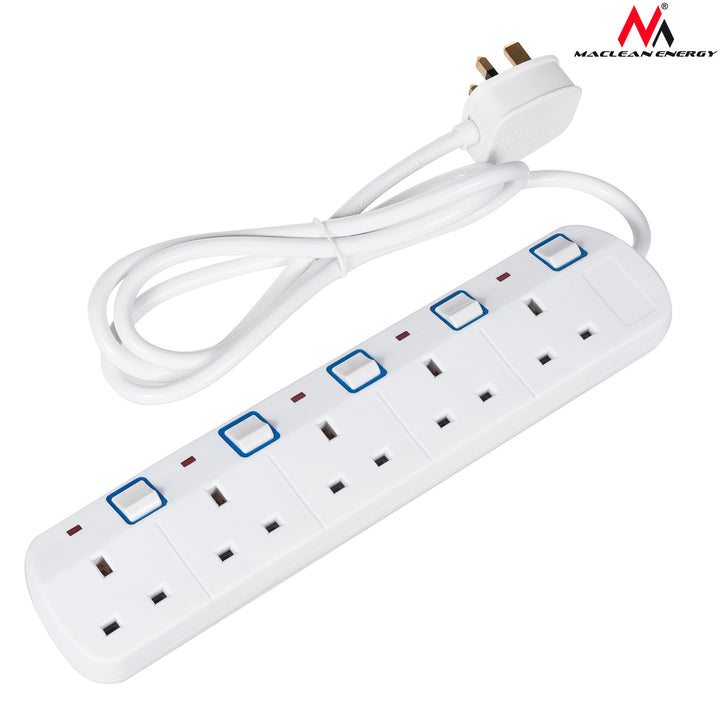 Maclean MC205UK Power Strip Extension Cord 5 Sockets 1,5 m