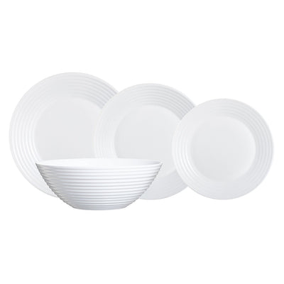 19 PCS Dining Set Piatto Bowl Service per 6 People Glass Microwave Dishwasher Safe