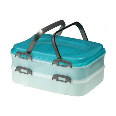 Voedselcontainer Opslag Lunchbox 2 Lade Opvouwbare handgreep Mix Willekeurige kleur