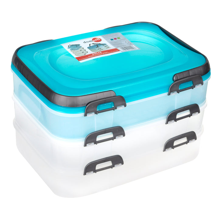 Food Container 3 Tray Removable Storage Mix Random Colour Lid Foldable Handle