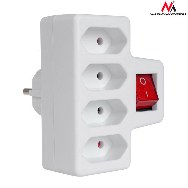 Four-phase power socket with switch Maclean Energy MCE217 4x2,5A universal plug