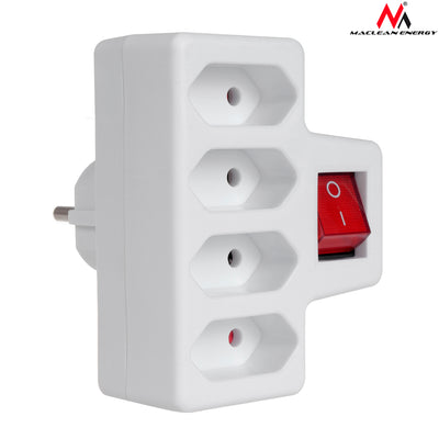 Socket di alimentazione a quattro fasi con switch Maclean Energy MCE217 4x2,5A spina universale