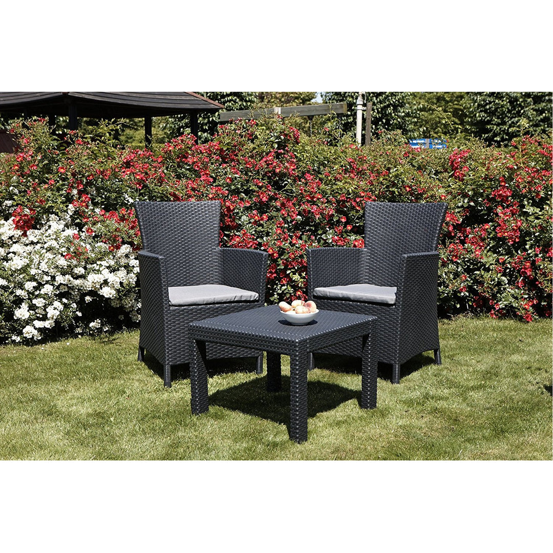 Curver Outdoor Rosario Balcony Graphite, Set of Garden Furniture: 2 Chairs + Table