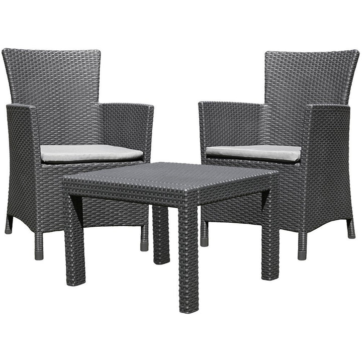 Curver Outdoor Rosario Balcony Graphite, Set of Garden Furniture: 2 Chairs + Table